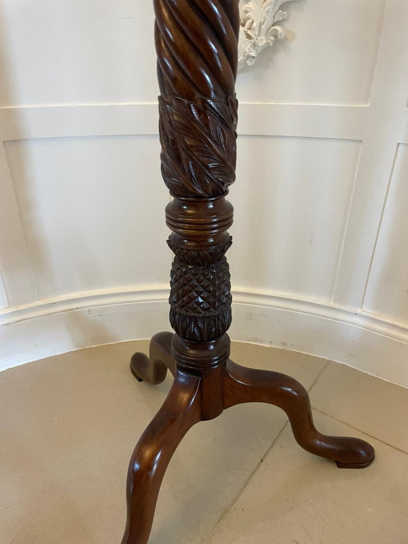 Antique Carved Mahogany Torchere/Plant Stand - Image 5